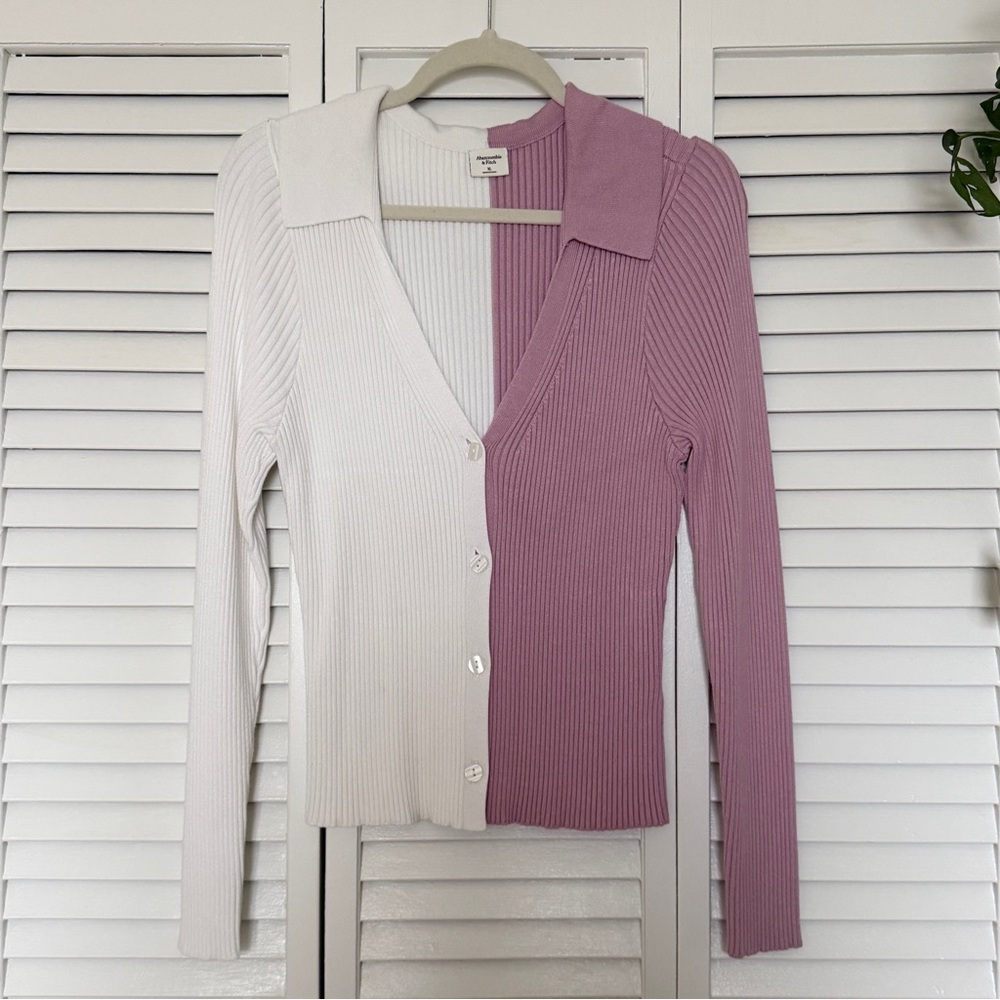 Abercrombie & Fitch Two-Tone Ribbed Cardigan